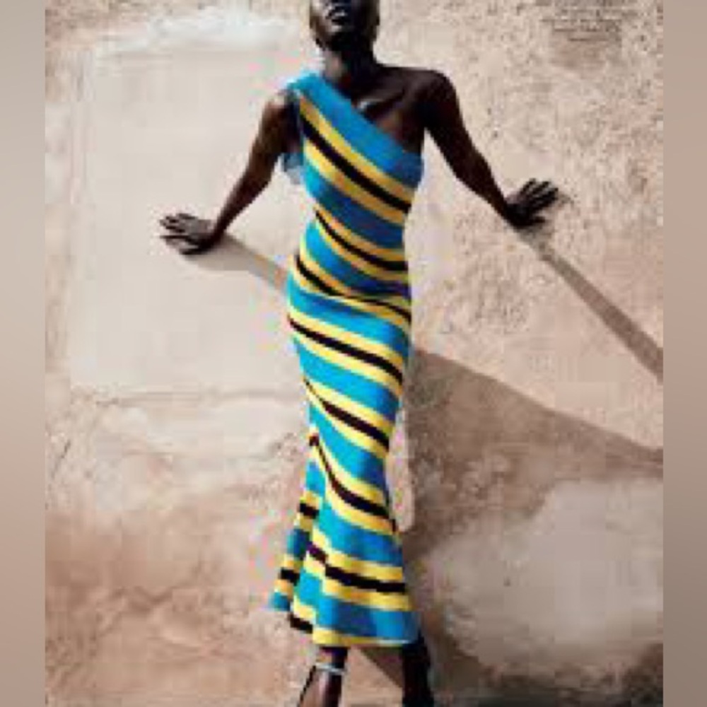 jw anderson  Striped one-shoulder midi dress m